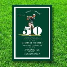 Green Golf 50th Birthday Invitation