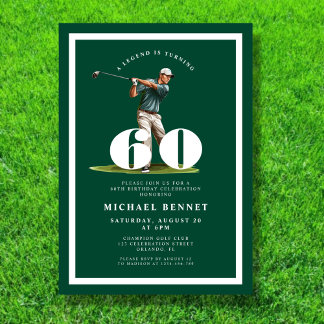 Green Golf 60th Birthday Invitation Einladung
