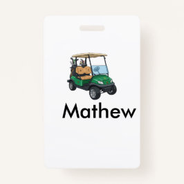 Green golf car name man sports boy gifts letter  ausweis