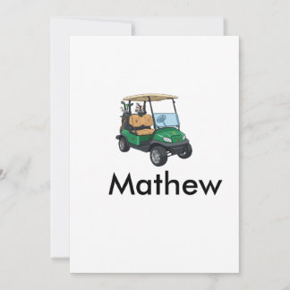 Green golf car name man sports boy gifts letter  einladung