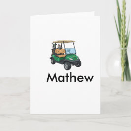 Green golf car name man sports boy gifts letter  karte