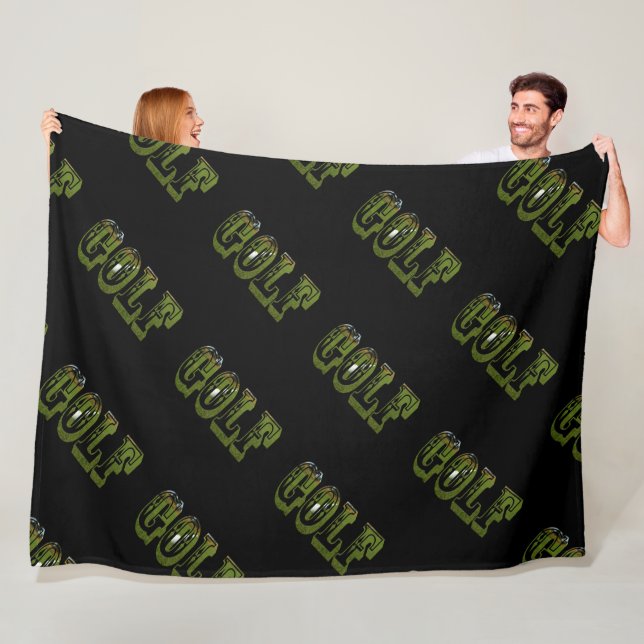 Green Golf Dimensional Logo auf schwarz, Fleecedecke (Beispiel)
