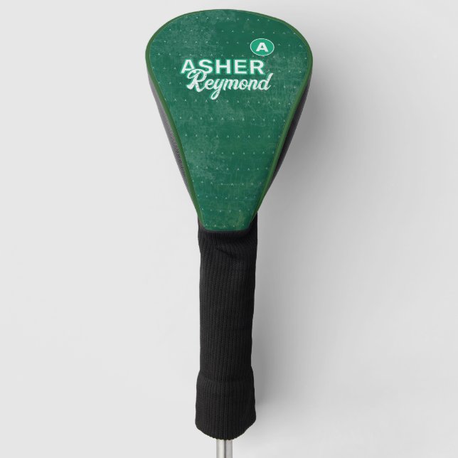 Green Golf Head Cover mit seinem Namen Golf Headcover (Vorderseite)