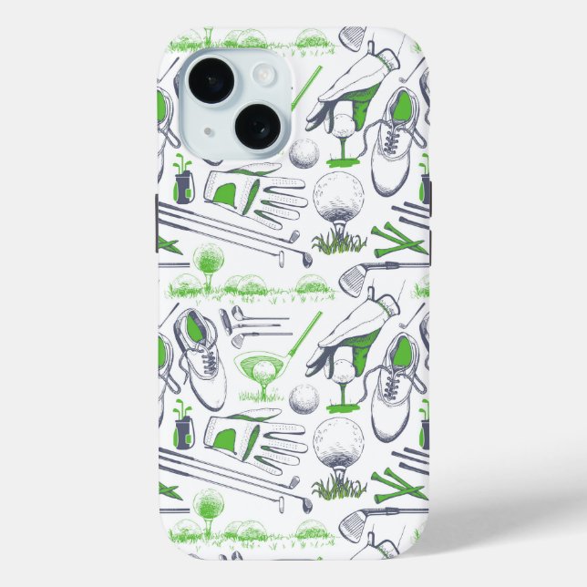Green Golf Icons Muster Case-Mate iPhone Hülle (Rückseite)