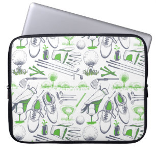 Green Golf Icons Muster Laptopschutzhülle