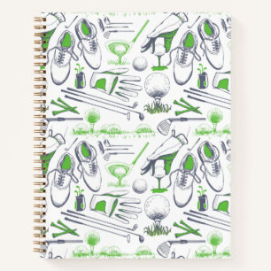 Green Golf Icons Muster Notizbuch