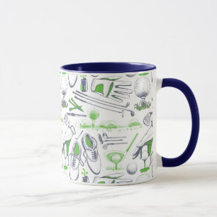 Green Golf Icons Muster Tasse