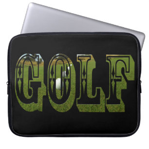 Green Golf Picture Logo auf schwarz Laptopschutzhülle