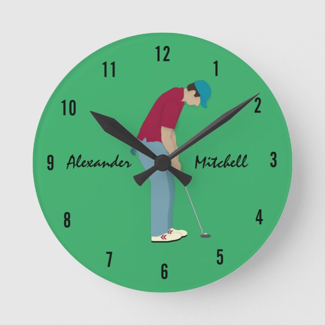 Green Golf Runde Wanduhr (Vorderseite)