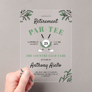Green Golf Themed Retirement Party Acryleinladungen