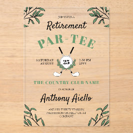 Green Golf Themed Retirement Party Acryleinladungen