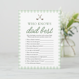 Green Golf Who Knows Dad Best Baby Shower Game Einladung