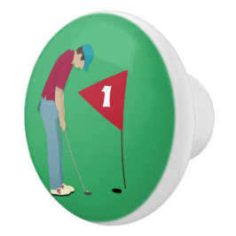 Green Golfer Putting Ball Keramikknauf