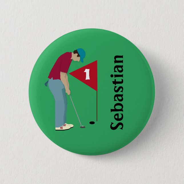 Green Golfer Putting Button (Vorderseite)