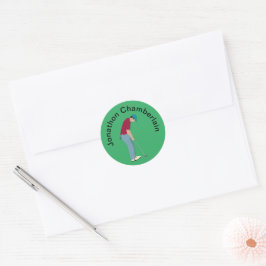 Green Golfer Putting Golf Ball Design Runder Aufkleber