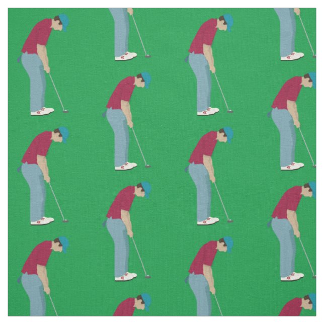 Green Golfers Putting Golf Balls Muster Stoff (Muster)