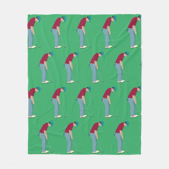 Green Golfing Design Fleece Blanket (Vorderseite)