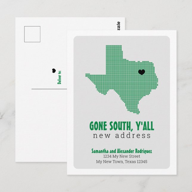 Green Gone South, Y'all Moving Postkarte (Vorne/Hinten)