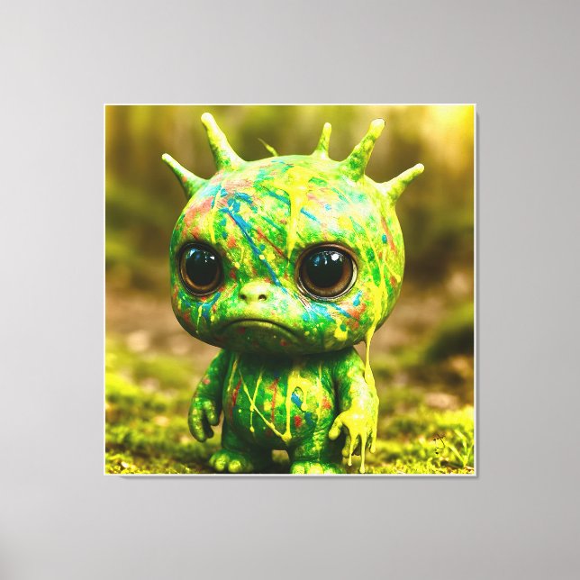 Green Goo Monster - Creepy Niedlich Canvas Print Leinwanddruck (Vorderseite)