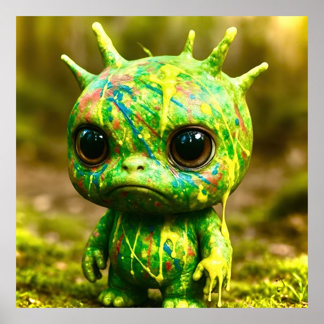 Green Goo Monster - Niedliches Halloween-Poster Poster (Vorne)