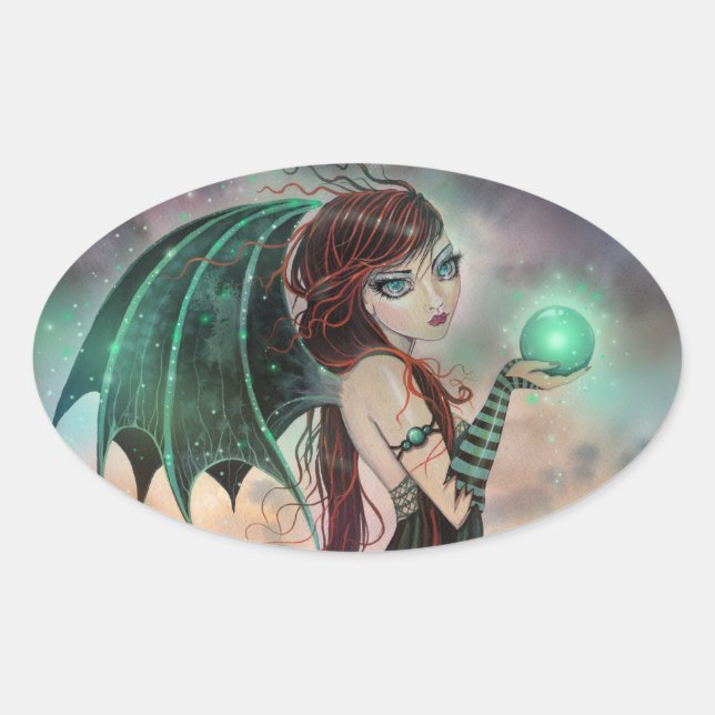 Green Gothic Fairy Vampire Fantasy Art Stickers (Vorderseite)