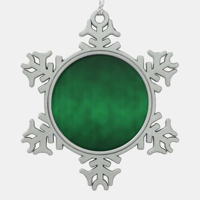 Green Gothic Ombre Hintergrundkunst Schneeflocken Zinn-Ornament (Vorderseite)