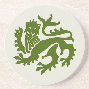 Green Gothic Revival Lion Sandstone Untersetzer