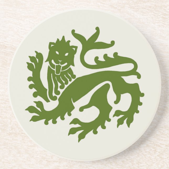 Green Gothic Revival Lion Sandstone Untersetzer (Vorne)