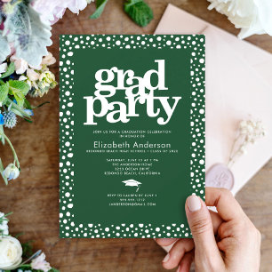 Green grad Party kühn moderne Typografie stilvoll Einladung