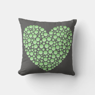 Green Gradient Heart Circles – Dark Grey Minimal  Kissen