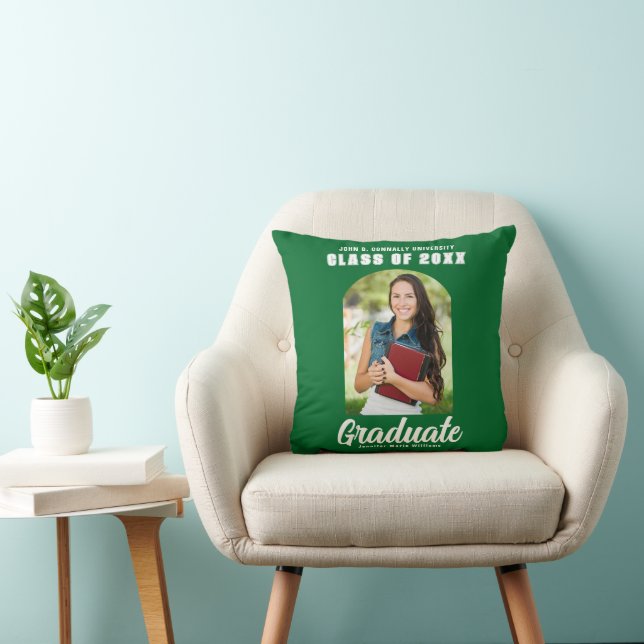 Green Graduate Foto Arch Modern 2025 Abschluss Kissen (Stuhl )