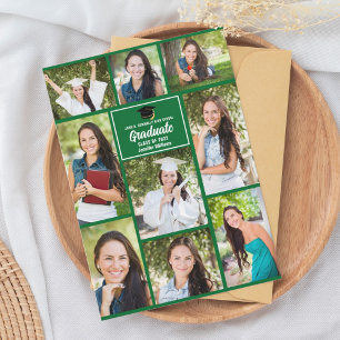 Green Graduate Foto Collage Moderner Abschluss Ankündigung