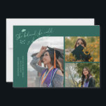 Green Graduate She Believed Multi Photo Ankündigung<br><div class="desc">Modern and whimsical graduation announcement photo card featuring 3 photos on the front and 1 on the back. The text says "She believed she could so she did" with twinkling stars. Add the graduate's name,  information,  and message to personalize this card. Green.</div>