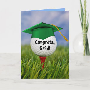 Green Graduation Cap on Golf Ball Karte