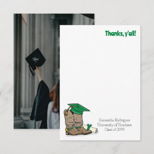 Green Graduation Cap und Cowboy Boot Dankeskarte