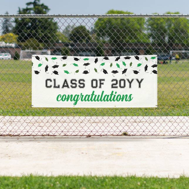 Green Graduation Caps Klasse Glückwünsche Banner (Insitu)