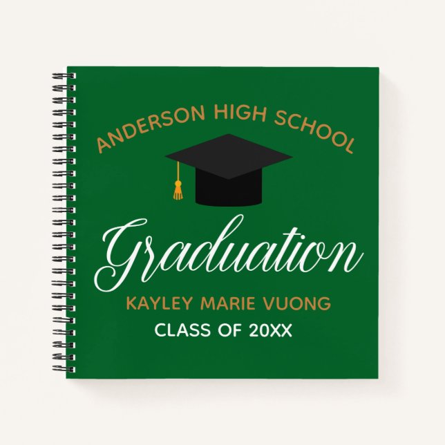 Green Graduation Party Autograph Keepake Guest Notizbuch (Vorderseite)