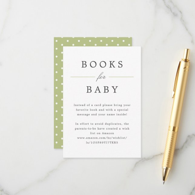 Green Grand Millennium Books for Baby Request Begleitkarte (Vorderseite/Rückseite Beispiel)