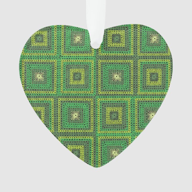 Green Granny Square Muster Ornament (Vorderseite)