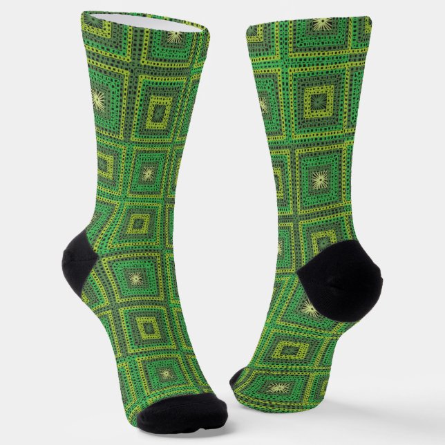Green Granny Square Muster Socken (Gewinkelt)