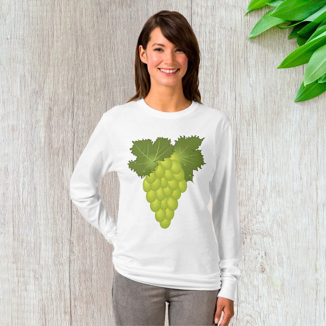 Green Grapes Vine Leaves Fresh Fruit T-Shirt (Von Creator hochgeladen)