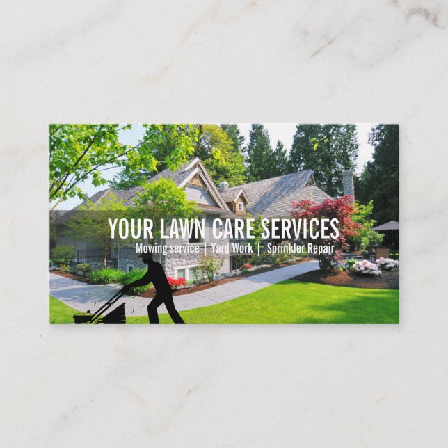 Green Grass Yard Lawn Care Mowing Landscaping Visitenkarte (Vorderseite)