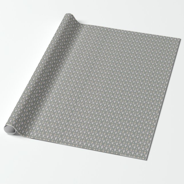 Green Gray Elegant Ditsy Floral Geschenkpapier (Ungerollt)