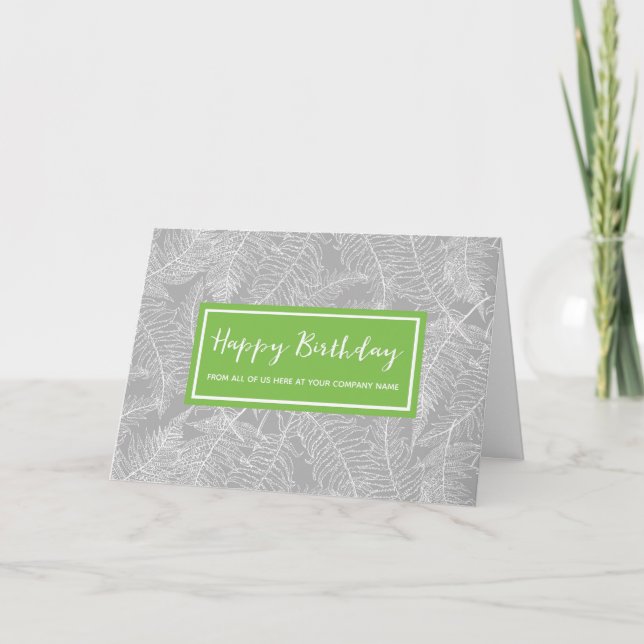 Green Gray Ferns Business von Group Birthday Karte (Vorderseite)