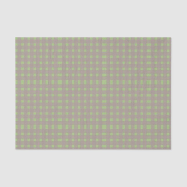 Green Gray Gingham Pattern Seidenpapier (Vorderseite)