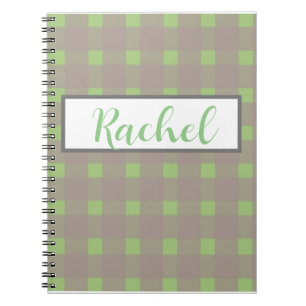 Green Gray Gingham Personalisiert Notizblock