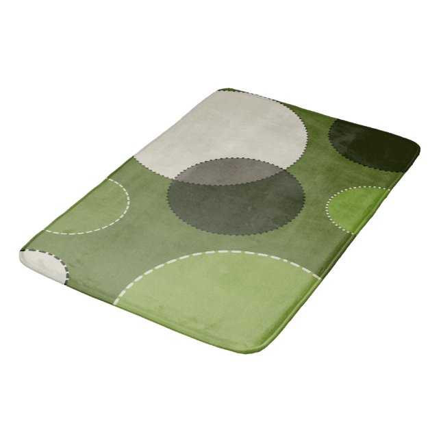 Green Gray Polka Dot Abstrakt  Badematte (Schrägansicht)