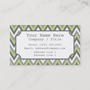 Green Gray Zickzack Label Business Card Visitenkarte