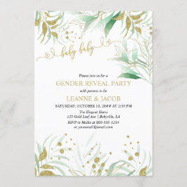 Green Green and Gold Elegant Gender Reveal Einladung