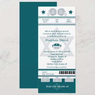Green Grey Bar Mitzvah Football Billet Invitation